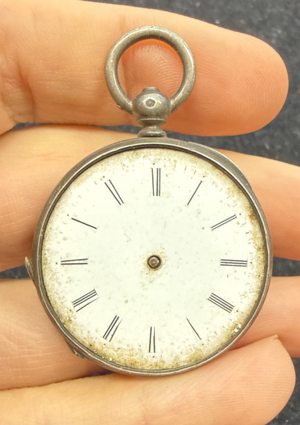 vintage swiss solid silver pocket watch Cylinder Rubis