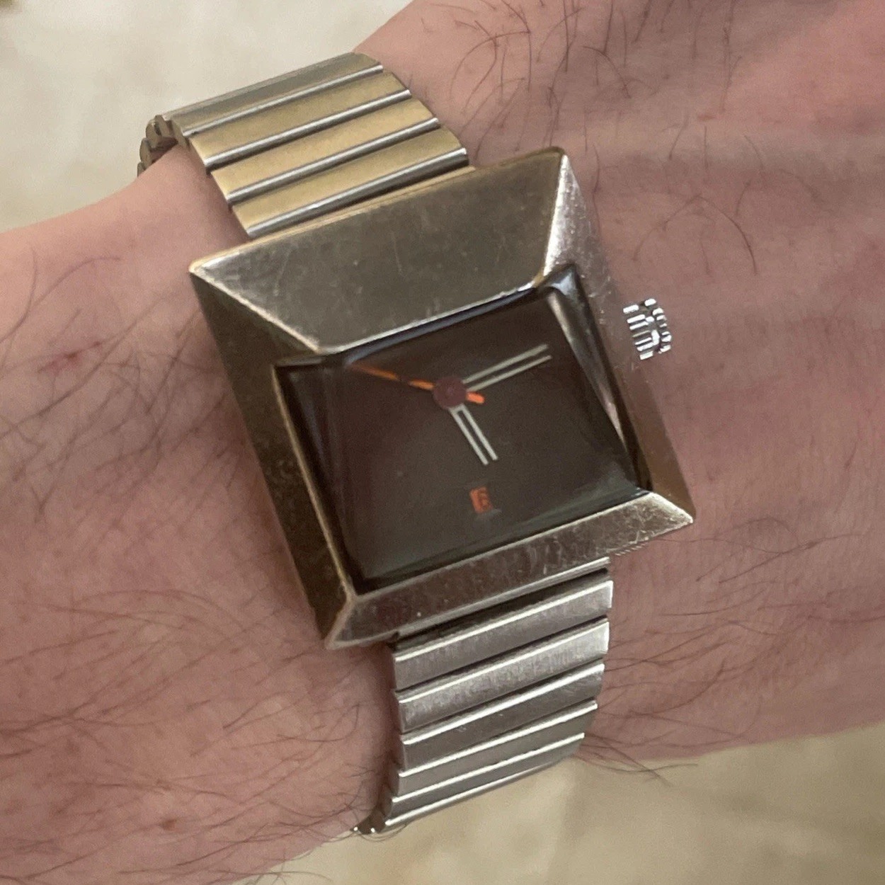 1970’s Vintage Spaceman Audacieuse Watch space age trapezoid steel Tressa