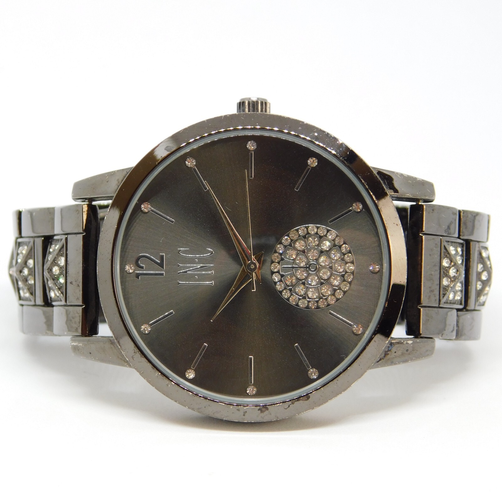I-N-C IN006GT Black Tone Quartz Analog Women’s Watch Sz. 5 3/4″ New Battery