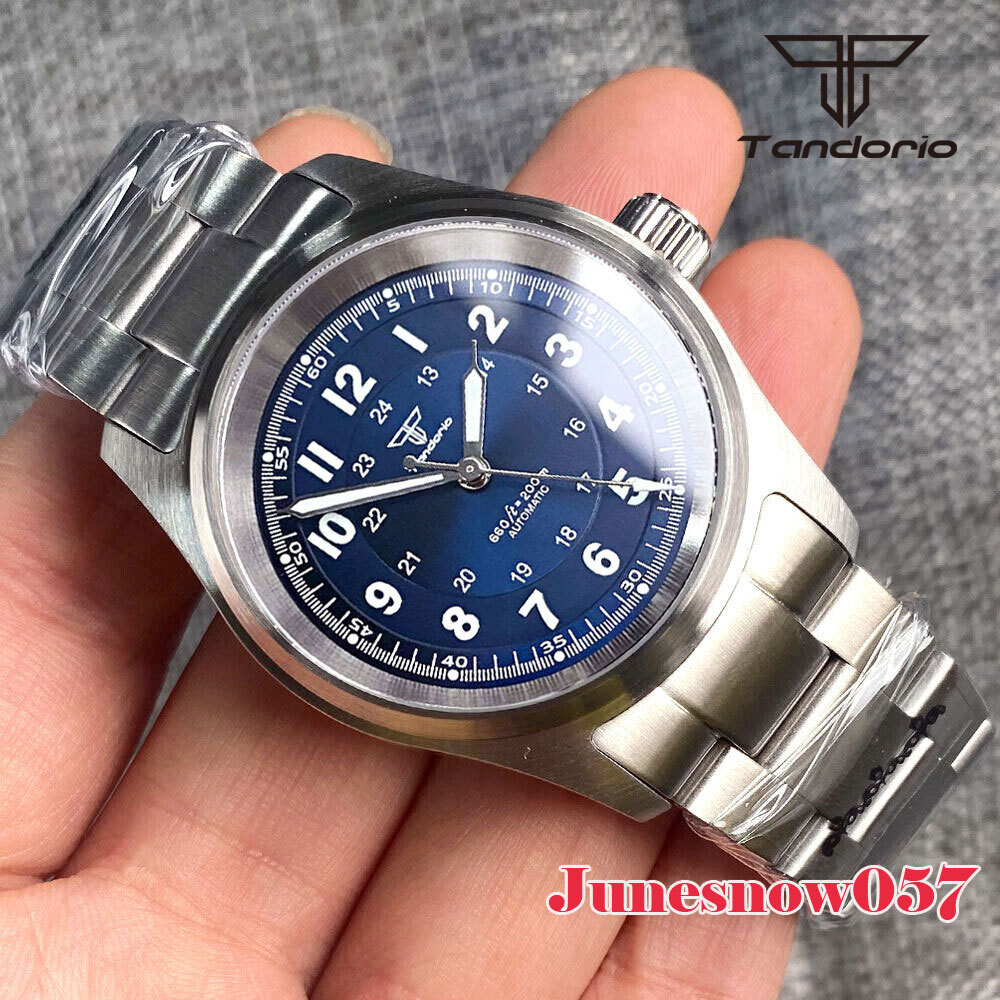 36MM Case Tandorio Green/Black/White Dial NH35 PT5000 Mechanical Men Watch Steel