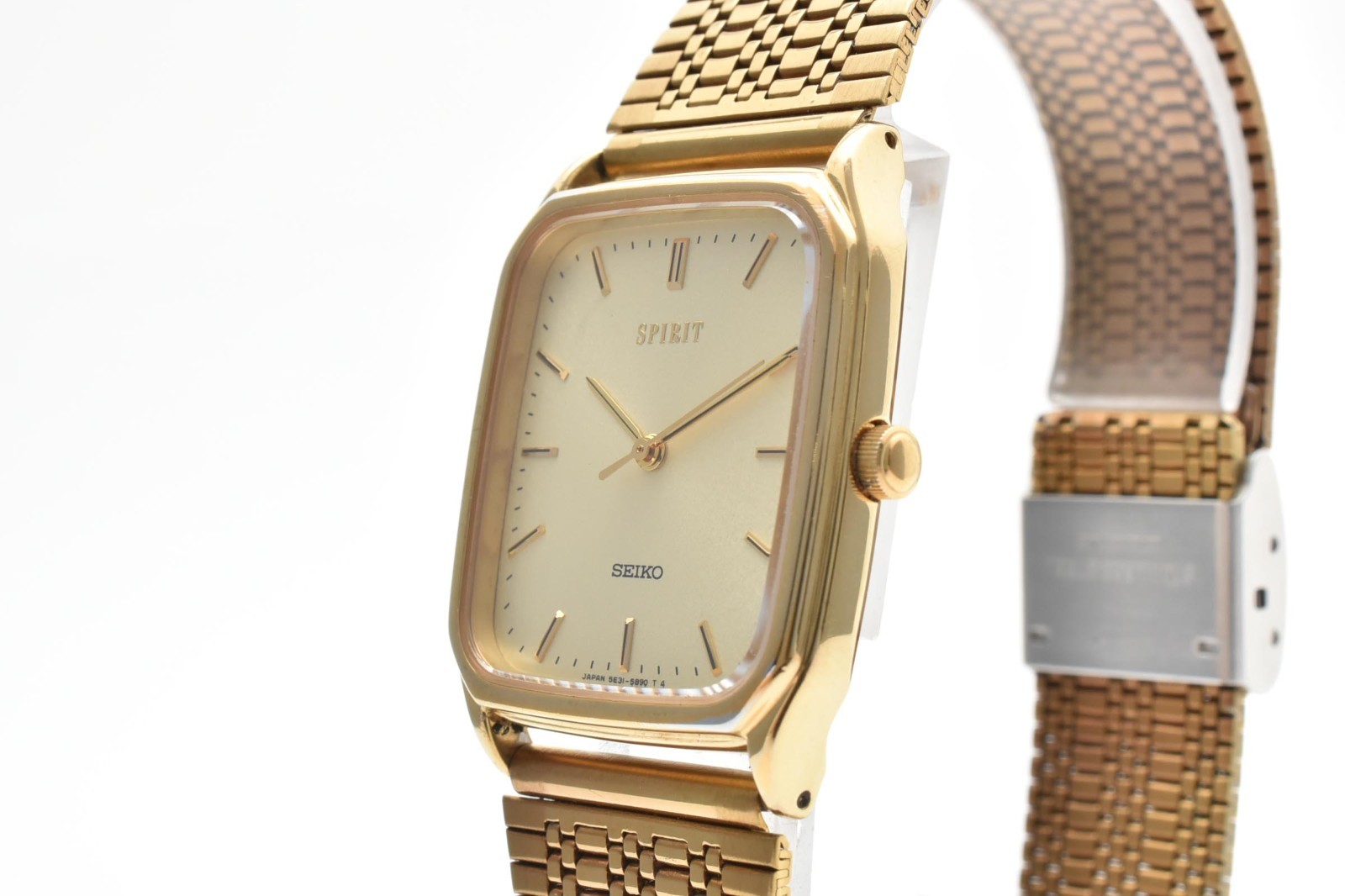 [EXC+5] Vintage SEIKO SPIRIT 5E31-5B50 All Gold Rectangle Men’s Quartz JAPAN