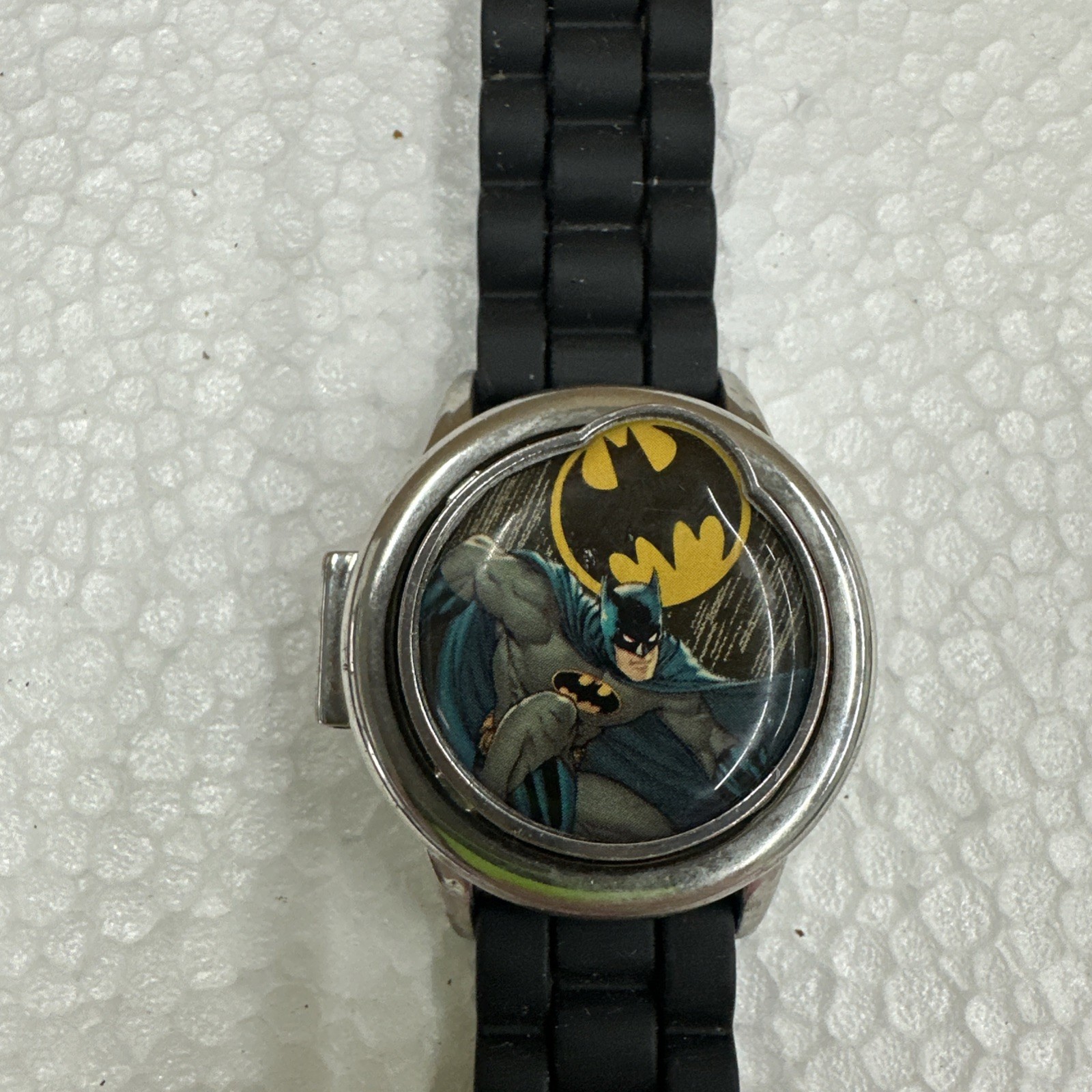Rare Accutime DC Comics Adult Batman Watch w/ Fidget Spinner Cover Working