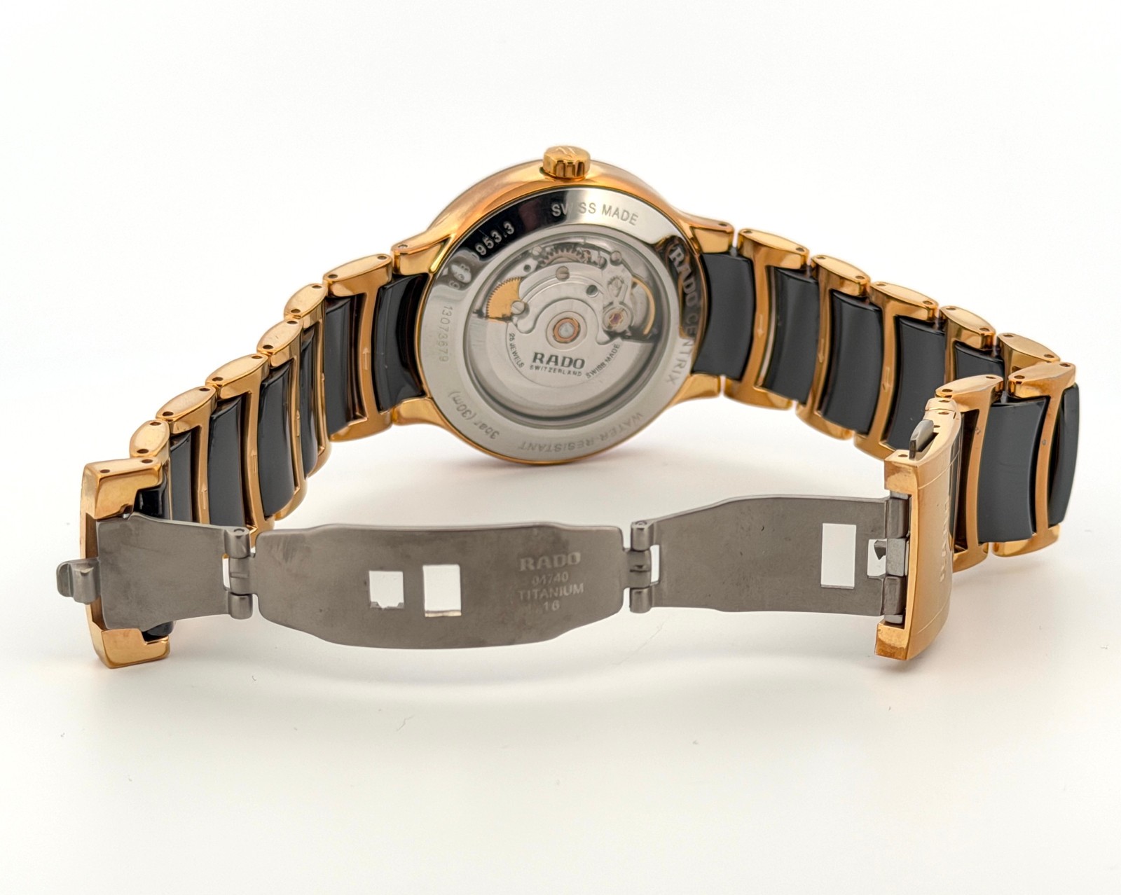 Rado Centrix Automatic 38mm Gold Tone Stainless Steel Ceramic Mens Watch