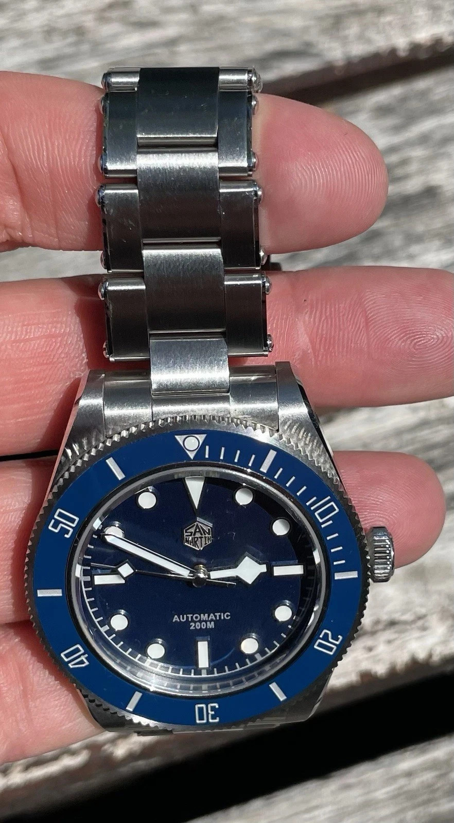 Bright Blue San Martin Automatic SS Tudor Black Bay Homage