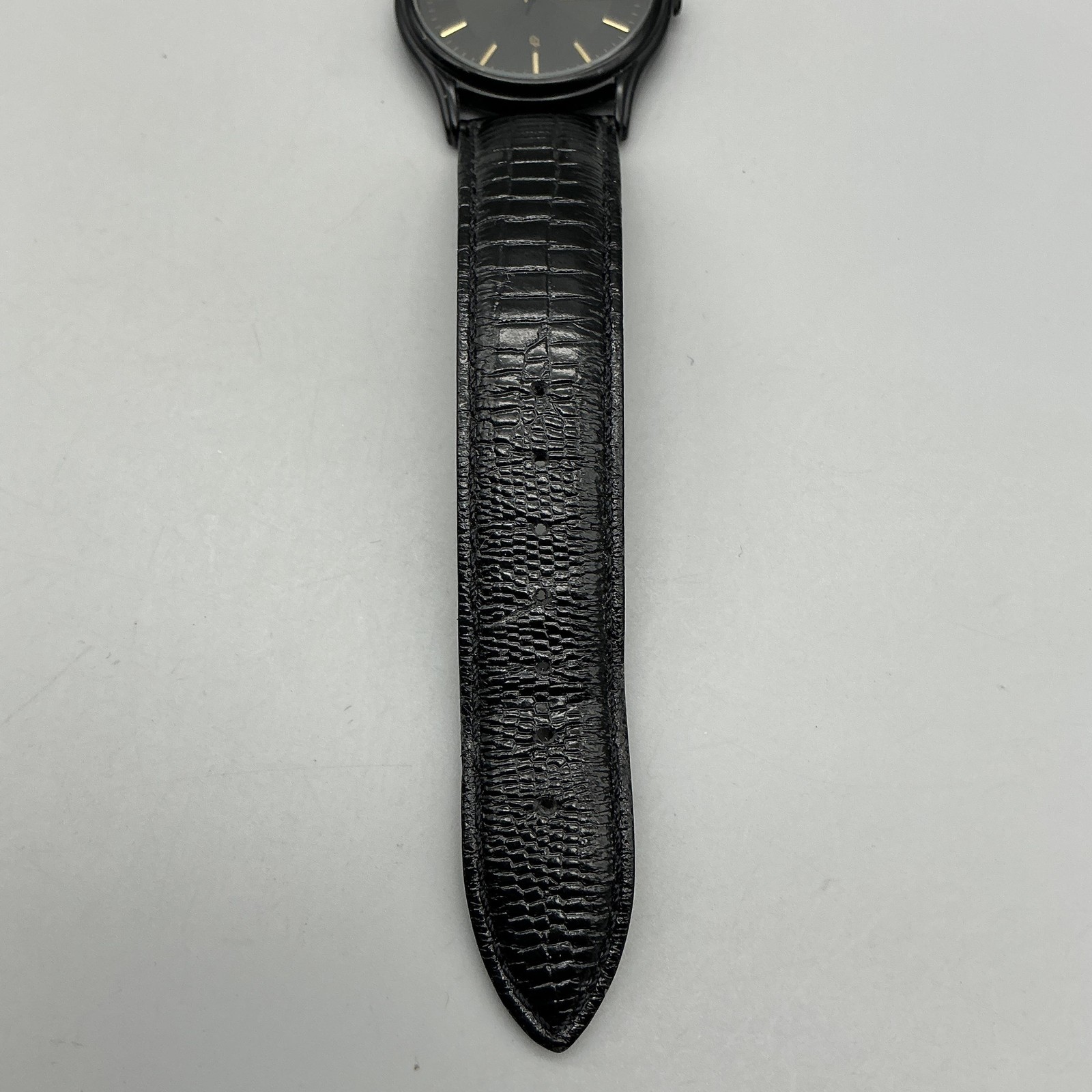 Vintage Citizen Mens Watch 34mm Black Dial Black Leather Day Date New Battery