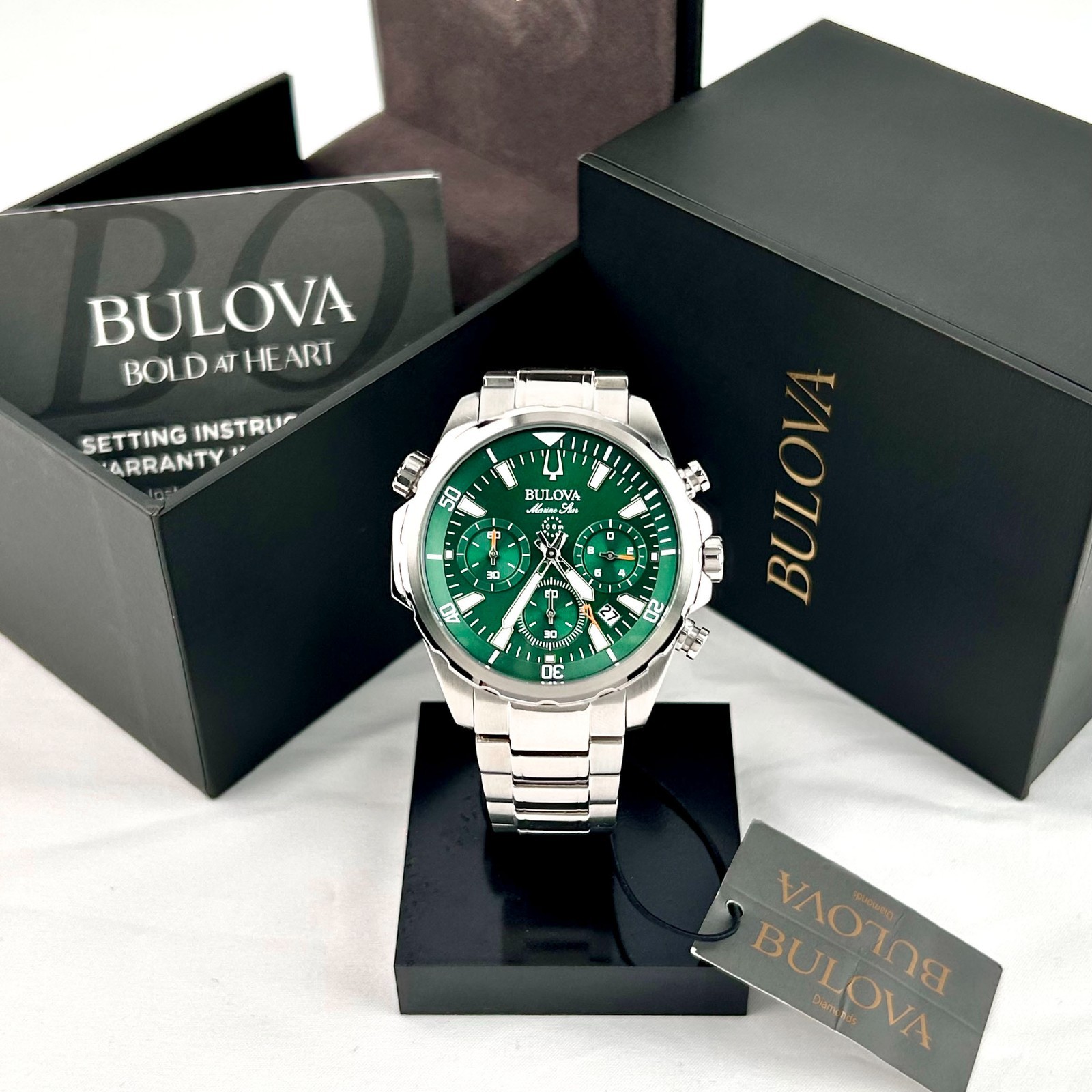 Bulova Marine Star Green Dial Chronograph Men’s Quartz Watch | 43mm | 96B396