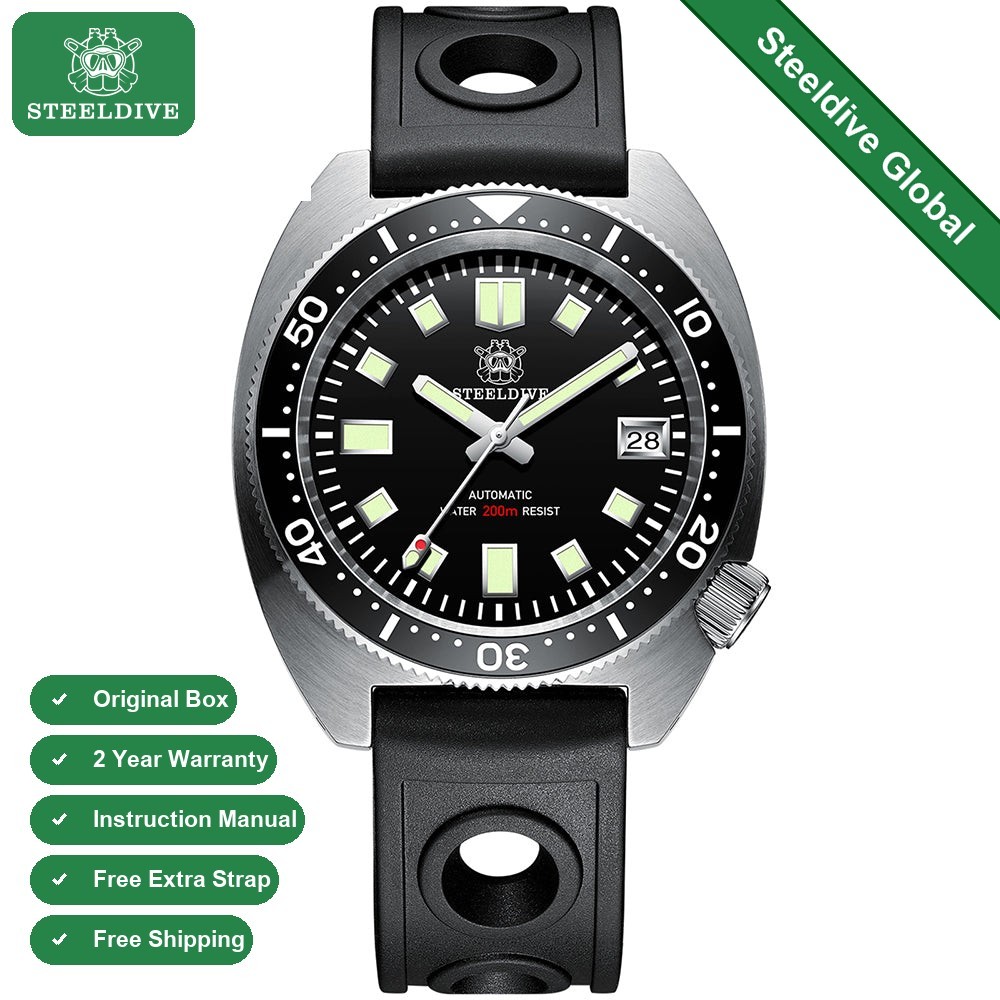 STEELDIVE SD1977 Mens 42mm 200M Automatic Dive Watch NH35 Sapphire Steel