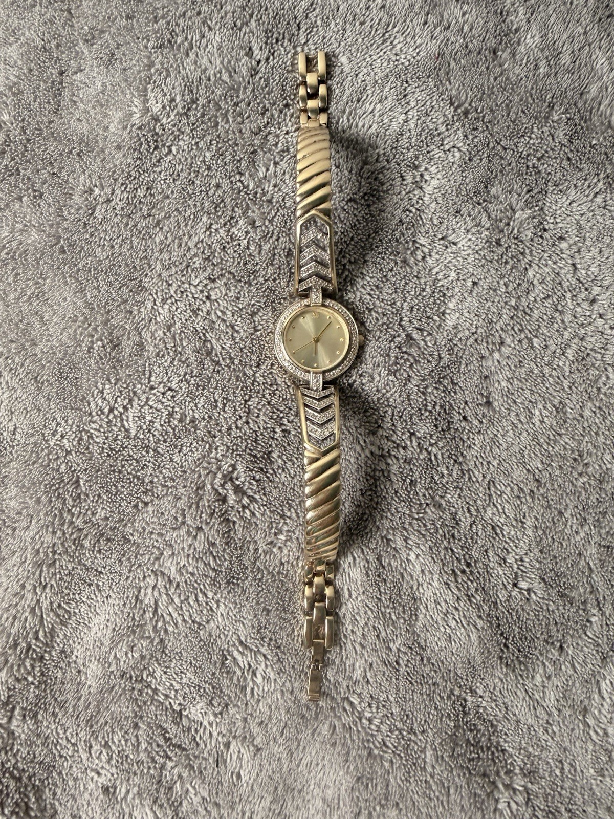 Vintage Danbury Mint Watch 14K Gold Plated Sterling Silver Diamonds Womens Watch