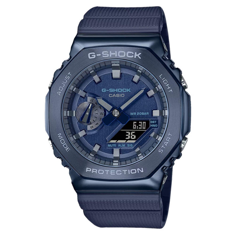 CASIO G-SHOCK GM-2100N-2A BLUE/GRAY “CASIOAK” METAL BEZEL A/D WATCH