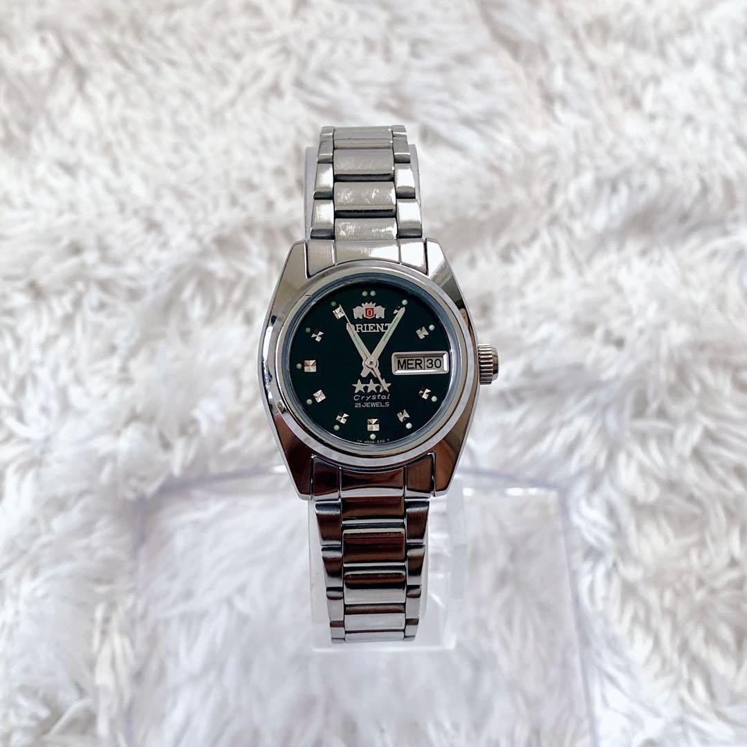 Orient Three Star Crystal Automatic Watch Black Dial Day-Date