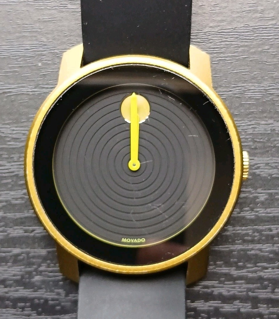 Movado Bold Watch 43mm Green & Black Aluminum Case Silicone Strap MB.01.122.6072