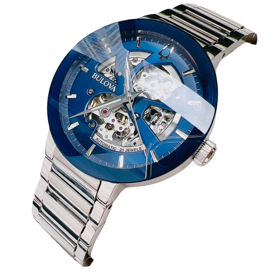 Bulova Automatic Modern Futuro Blue Dial Stainless Steel Men’s Watch 96A204