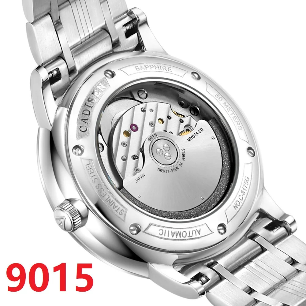 CADISEN Ultra-thin Mechanical Wriswatch Japan MIYOTA 9015 Sapphire Crystal