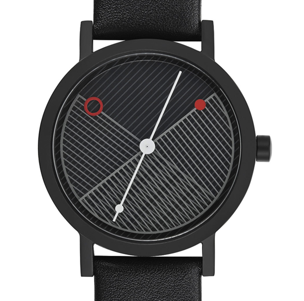 Projects Watches “Hatch” Quartz Steel Black Red White Leather Unisex Watch