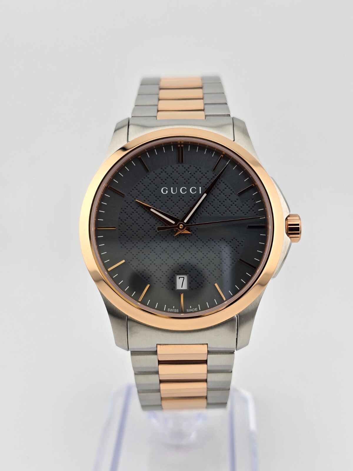 Gucci Men’s G-Timeless Gray Dial Two Tone Watch – YA126446 ($1170 MSRP)