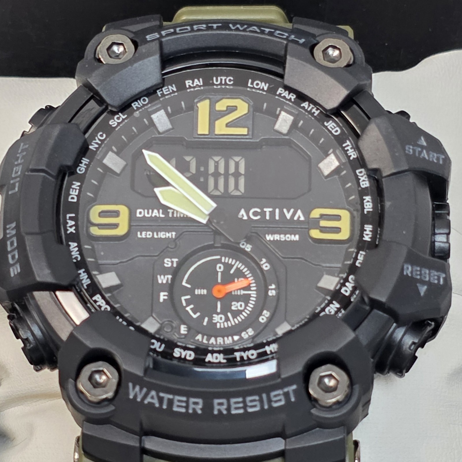 NEW Activa X Invicta BlackOps Digital Men’s Watch 56mm Army Green (ACW1637-002)