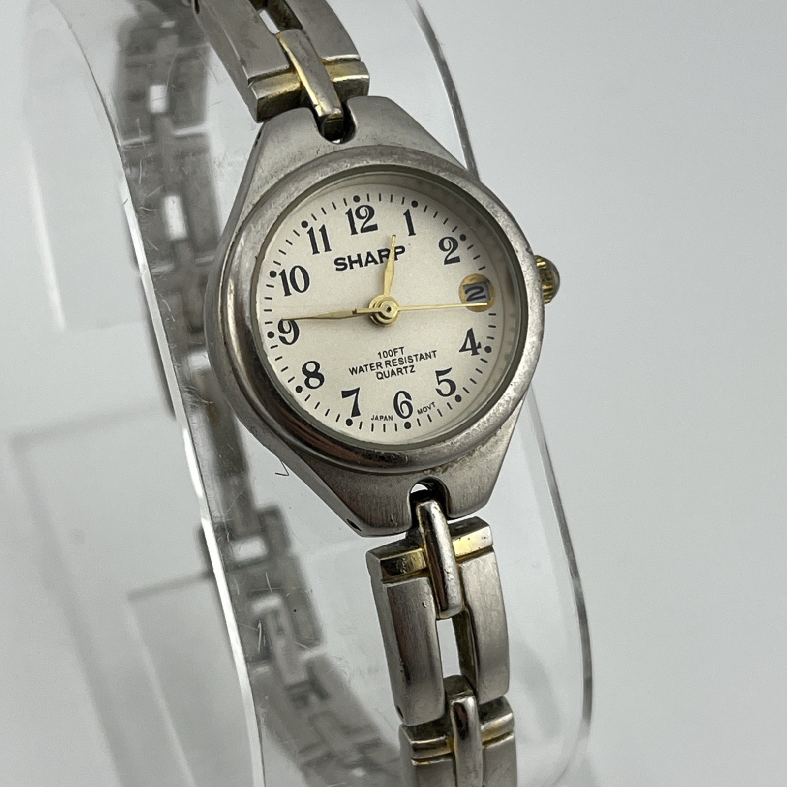 Vintage Sharp Watch Women 23mm Case Silver 7.25″ Band- New Battery