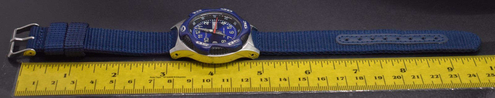 Vintage 90s Freestyle Coastline Watch Blue Dial Day Date 100m Sport Canvas Strap