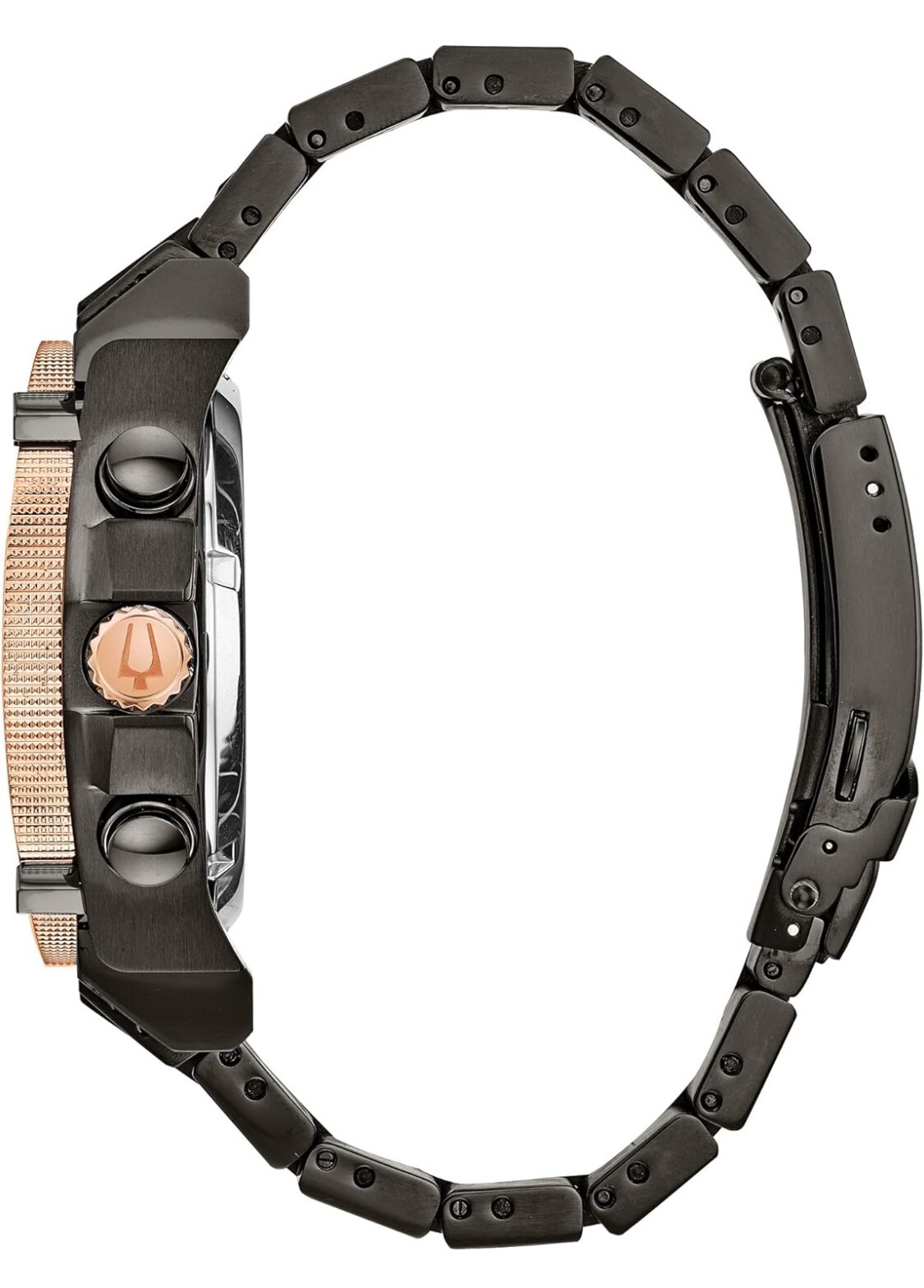 Bulova Precisionist Quartz Diamond Accent 2-Tone Black 46mm Watch 98D149 ROSE G