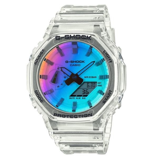 Casio G-Shock GA-2100SRS-7A Iridescent Rainbow Skeleton Analog Digital Watch NEW