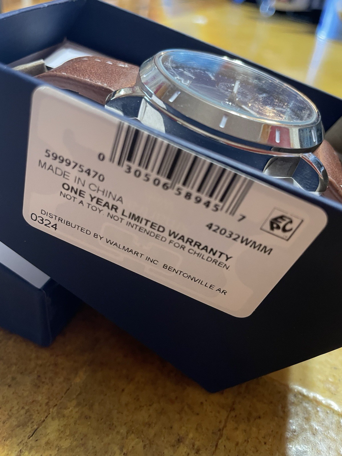 George Men’s Quartz Accuracy Watch Blue Dial, Brown Leather Strap 42mm