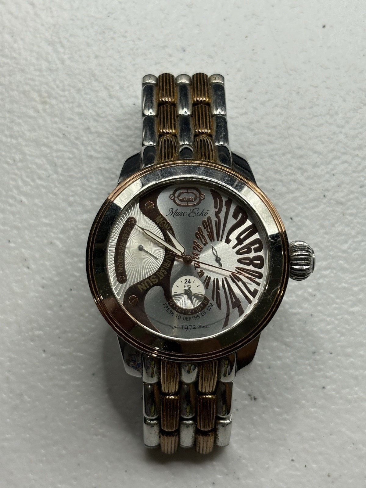 Marc Ecko Mens Stainless Rose Gold Accents Wristwatch Genuine Licensed 00829