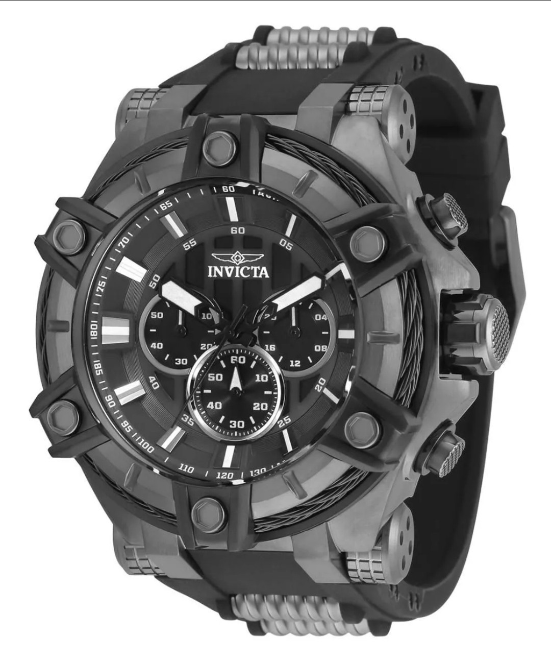 Invicta Bolt Surge Stainless Steel Watch – 52mm, Gunmetal, Black – Chronograph