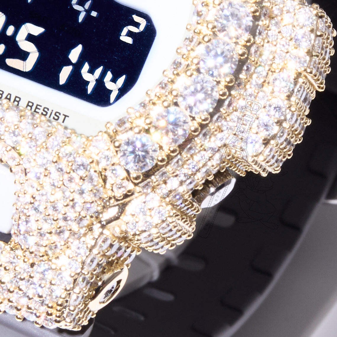 Casio G-Shock DW6900 White Iced Out Moissanite Mod D Color VVS Men’s Watch