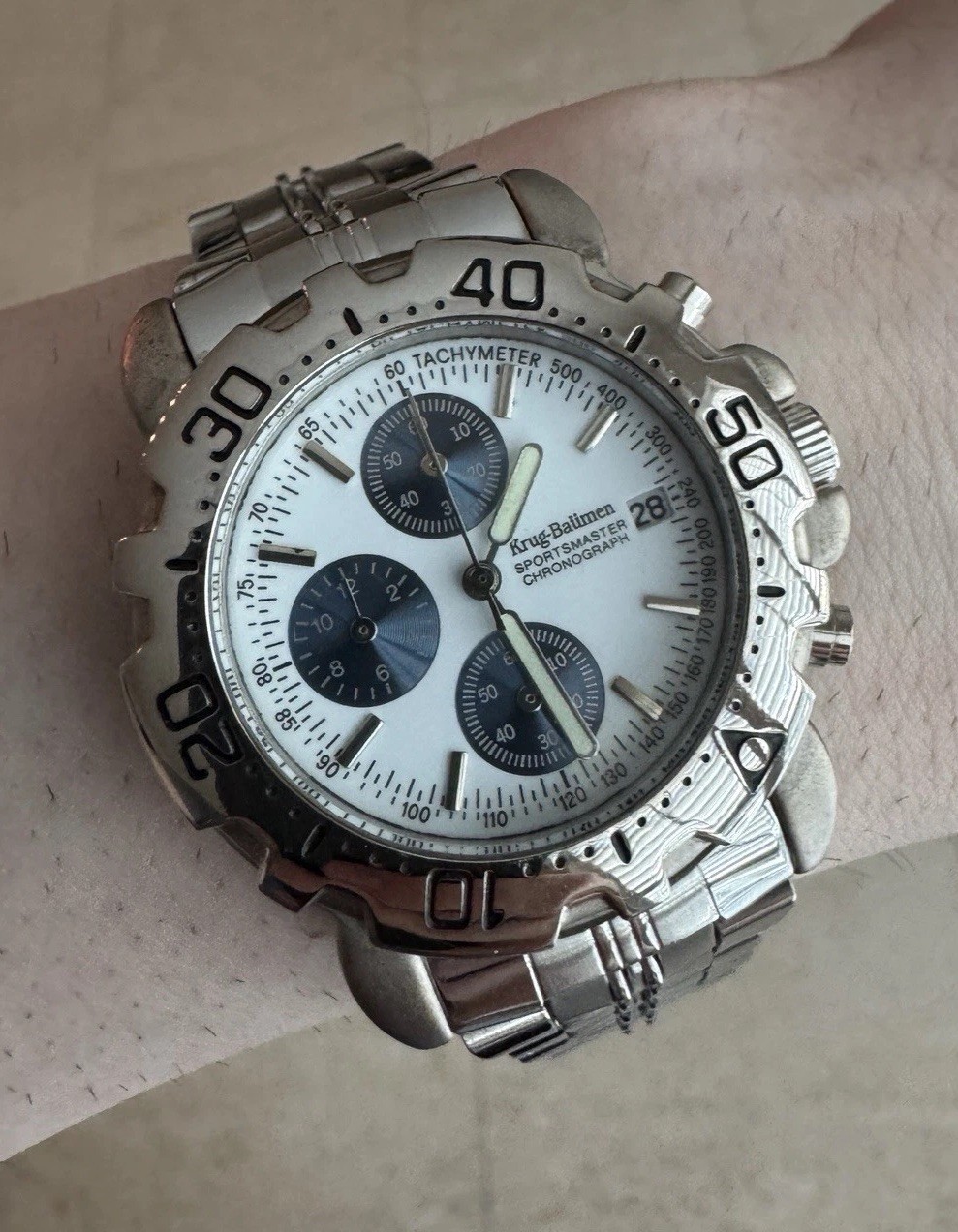 Krug-Baumen Sportsmaster Chronograph Men’s Watch Date Tachymeter 7186G WR 3ATM