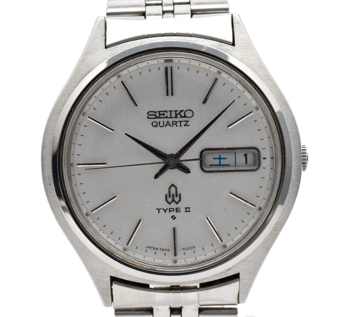 [Exc+5] Vintage SEIKO Type II 7546-7010 Quartz Men’s Watch 6.50inc From JAPAN