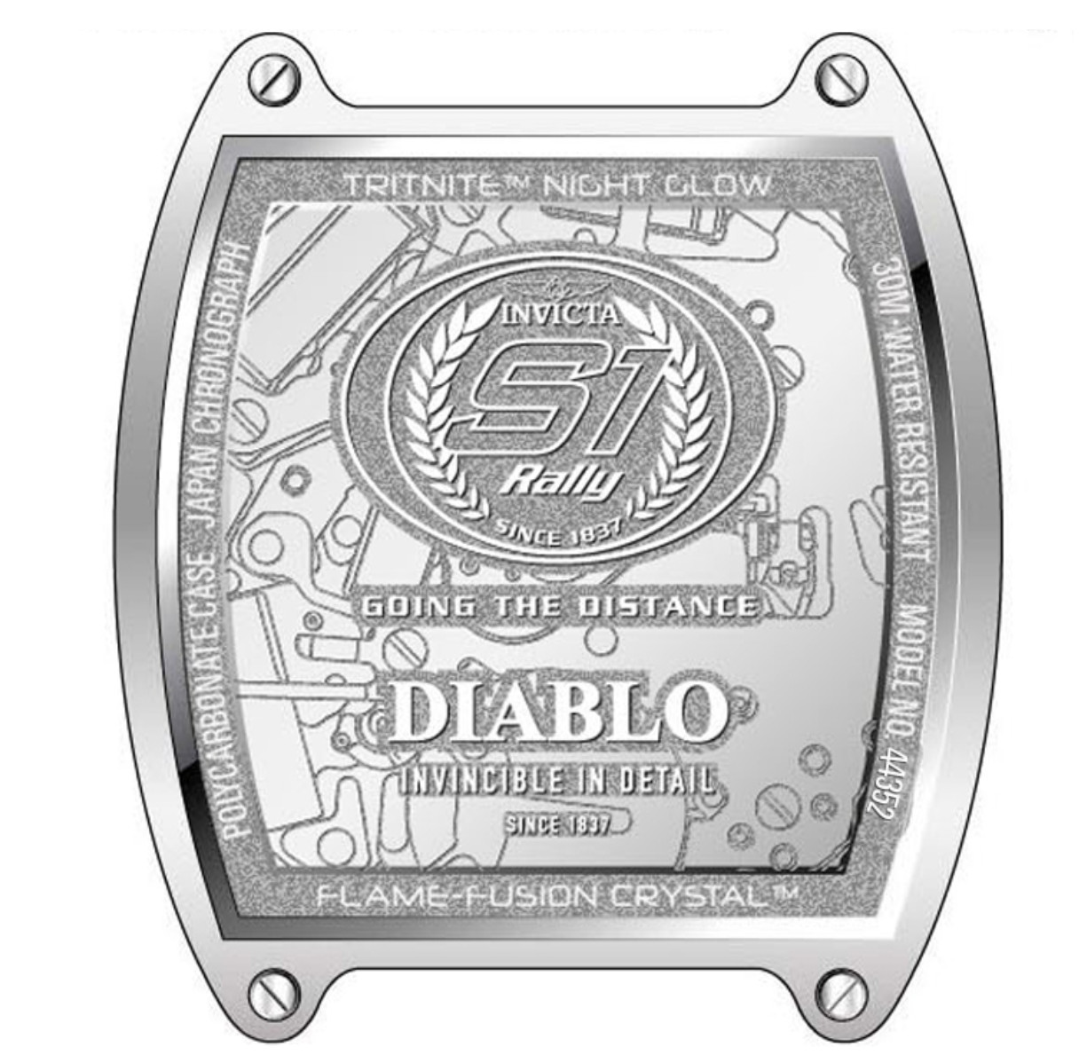 Invicta S1 Rally Diablo Men’s 48mm Clear Red Anatomic Dial Chrono Watch 44352