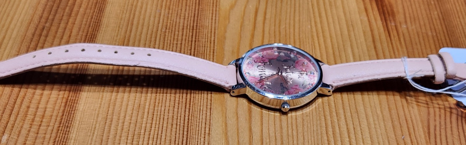 Women’s Watch Rose Gold Pink Leather Floral The Future Is Female Quartz New Batt