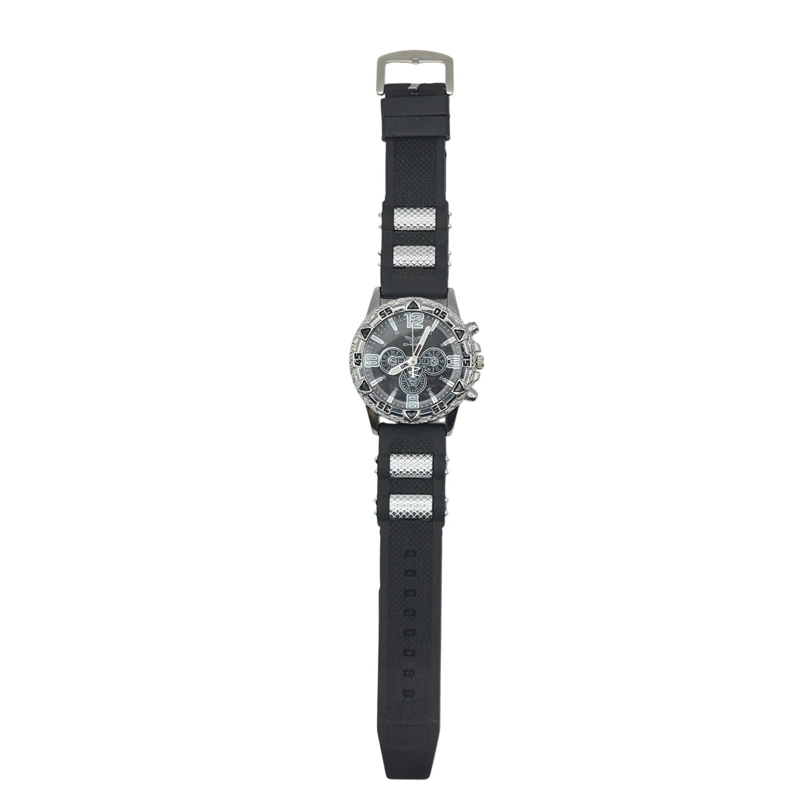 Zhowe Men’s Quartz Sport Watch Black Silicone Rubber Band Analog Tested Works