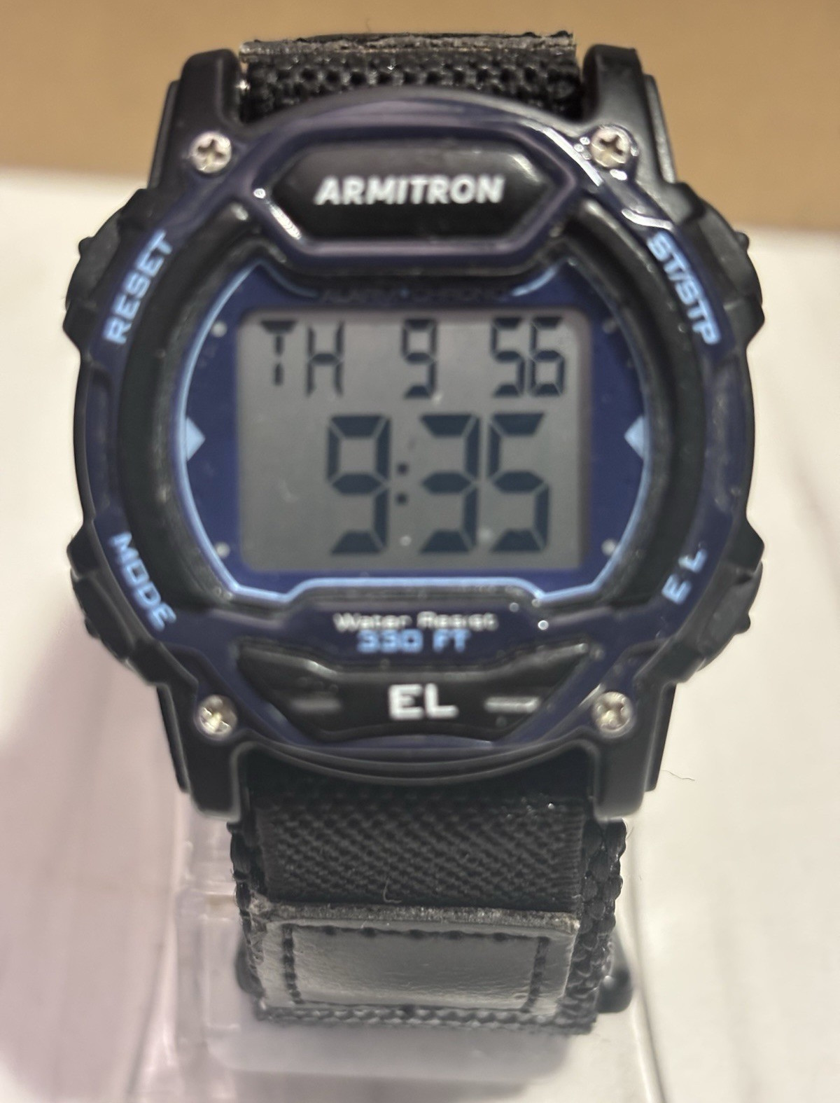 Armitron Pro Sport Digital Quartz 100m Black/Blue Case Black Nylon Backlight