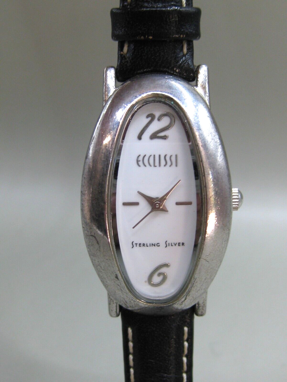 ELEGANT ECCLISSI .925 STERLING SILVER & LEATHER WOMEN’S WATCH 22480 WORKS! 24.6g