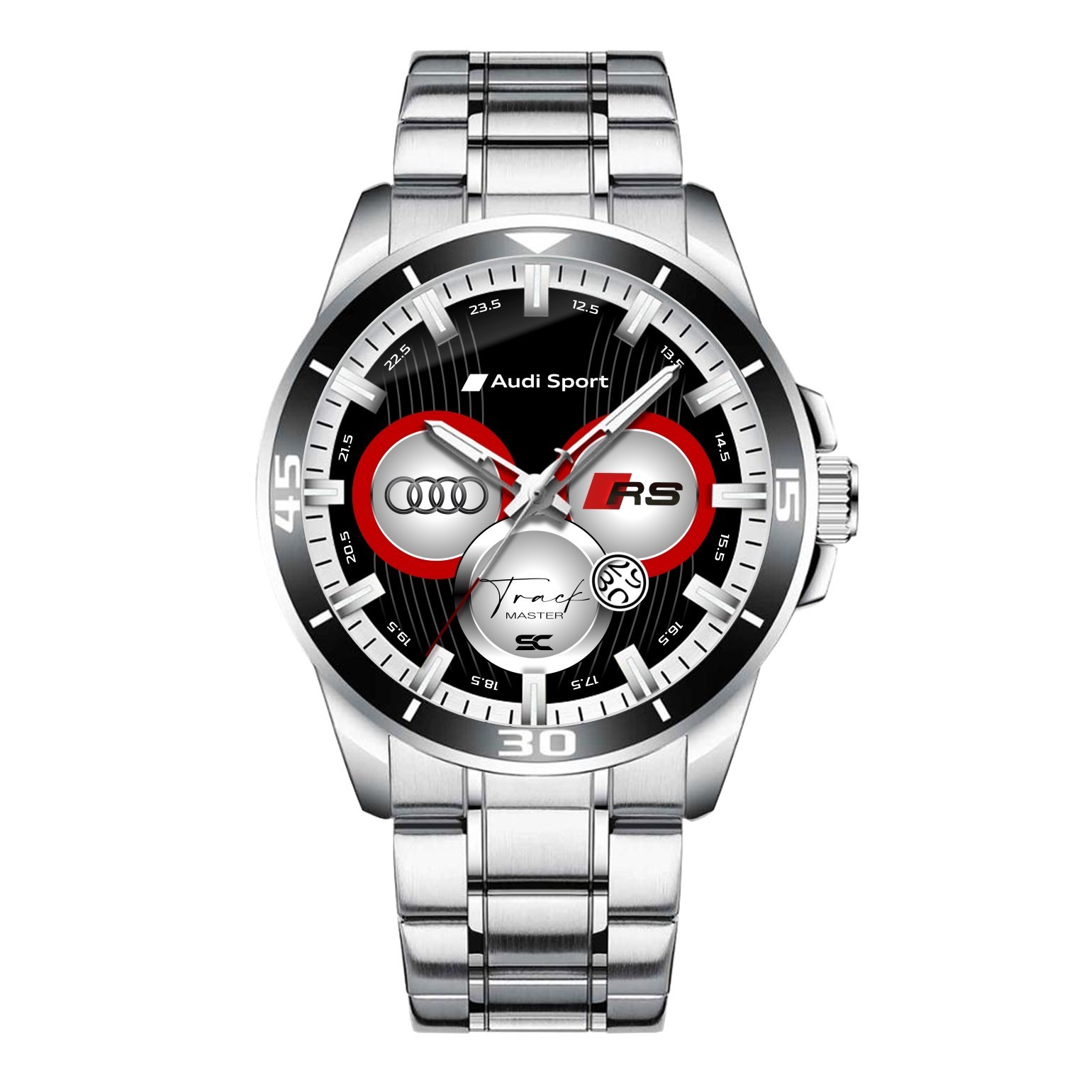 Audi Sport Track Master Chronograph Style Steel Wrist Watch for Lovers