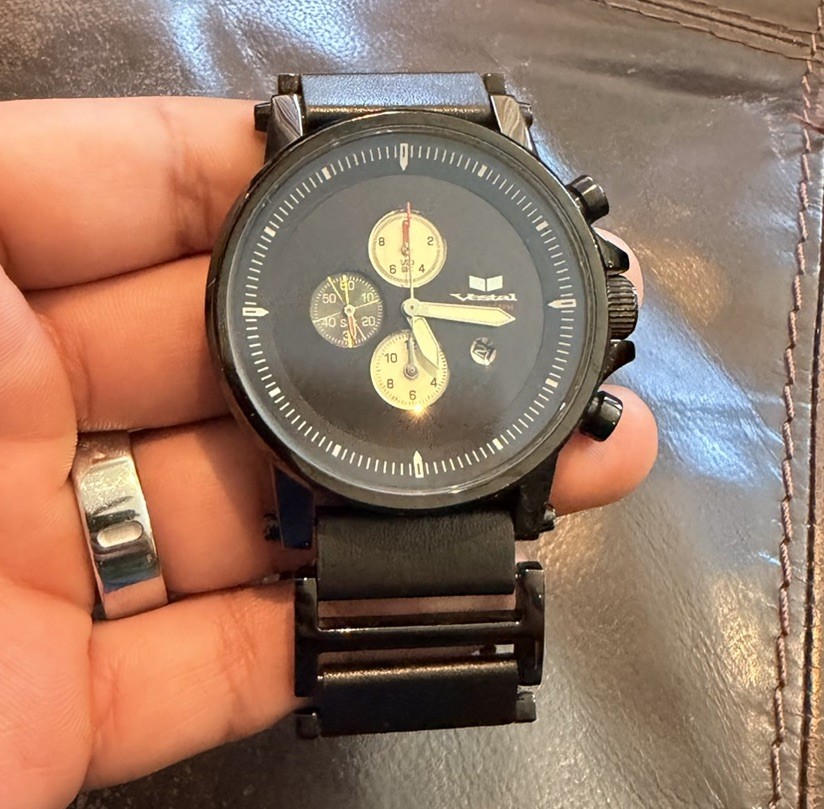 Vintage Vestal Plexi Black Designer Luxury Watch Rare! EUC 2000S