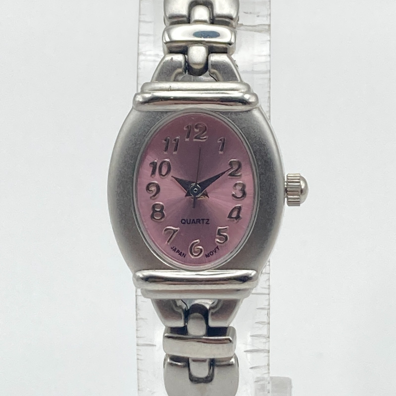 Advance Womens Watch 19mm Silver Tone Matte Pink Dial Oval New Battery 6.75″