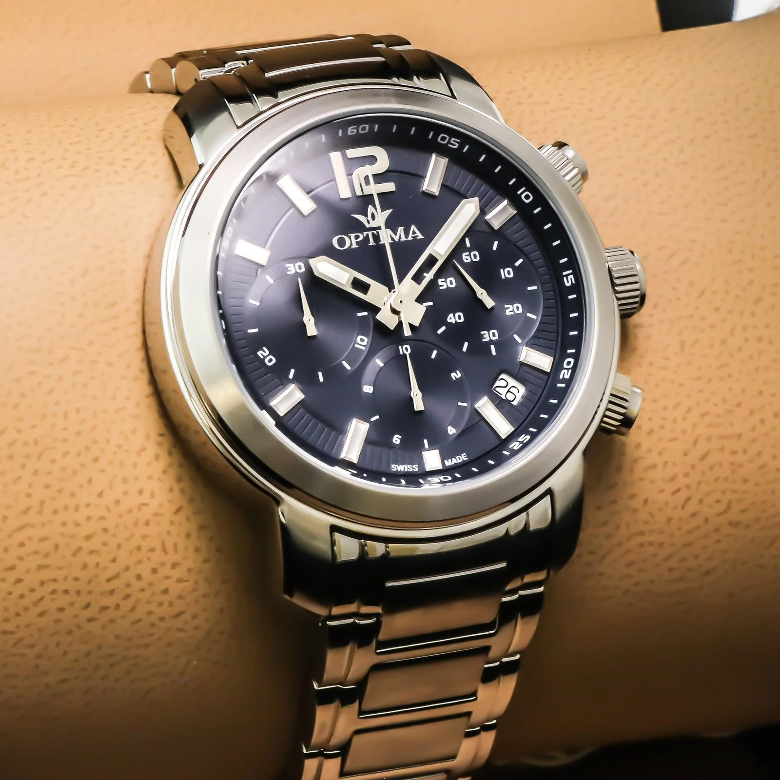 Optima – Swiss Chronograph – OSC399-SS-9 Swiss Quartz Chronograph 45 mm