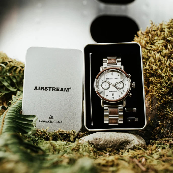 Original Grain Airstream Silver Chrono 44mm MSRP $299 🔥New🔥
