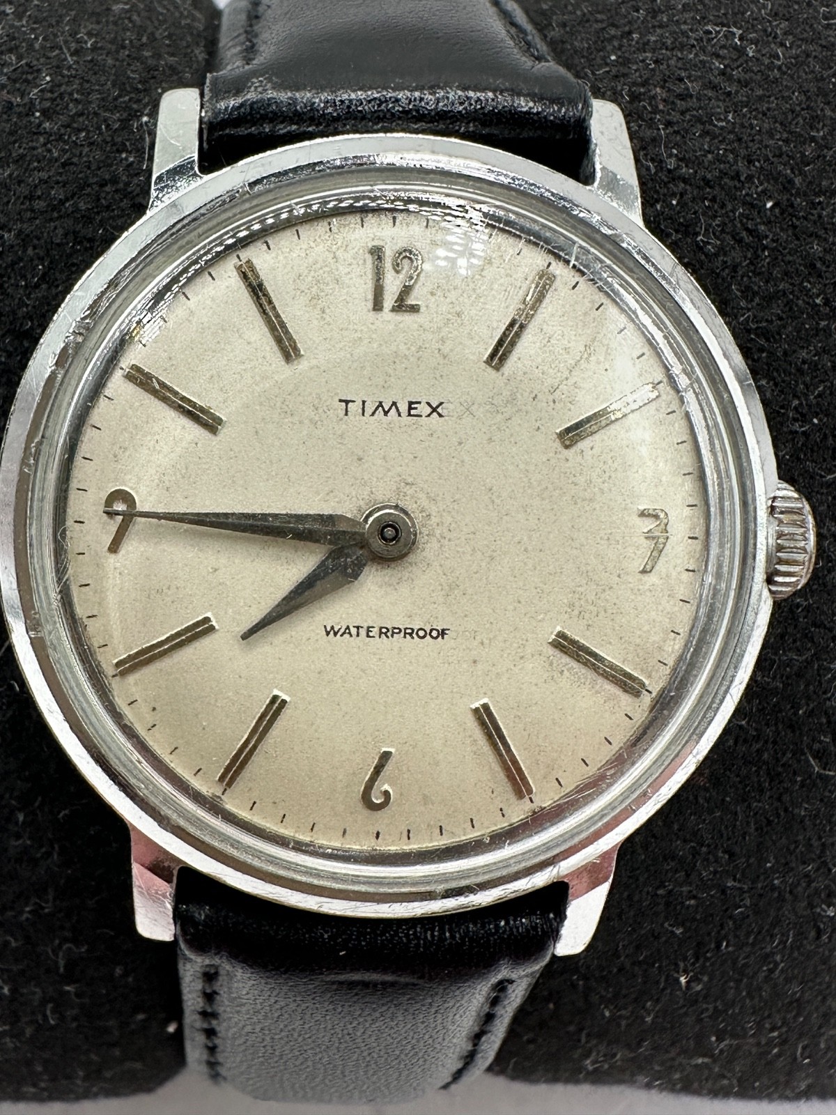 Vintage 1960’s Timex Marlin Men’s 35mm Aluminum Case Manual Wind Watch – Working