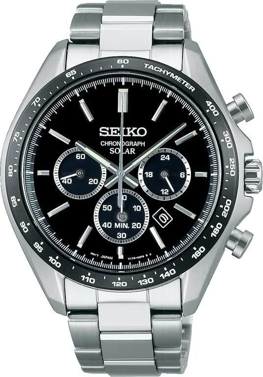 SEIKO Men’s Watch Selection SBPY167 Panda Black Dial Solar Analog Chronograph