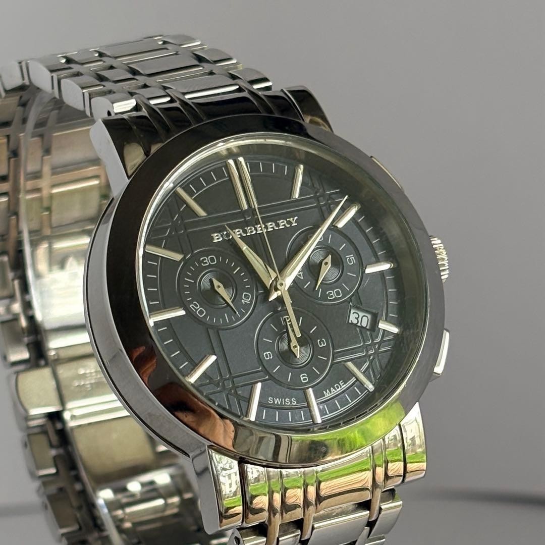 Burberry BU1360 Chronograph Silver Mens Watch Quartz Japan 072750