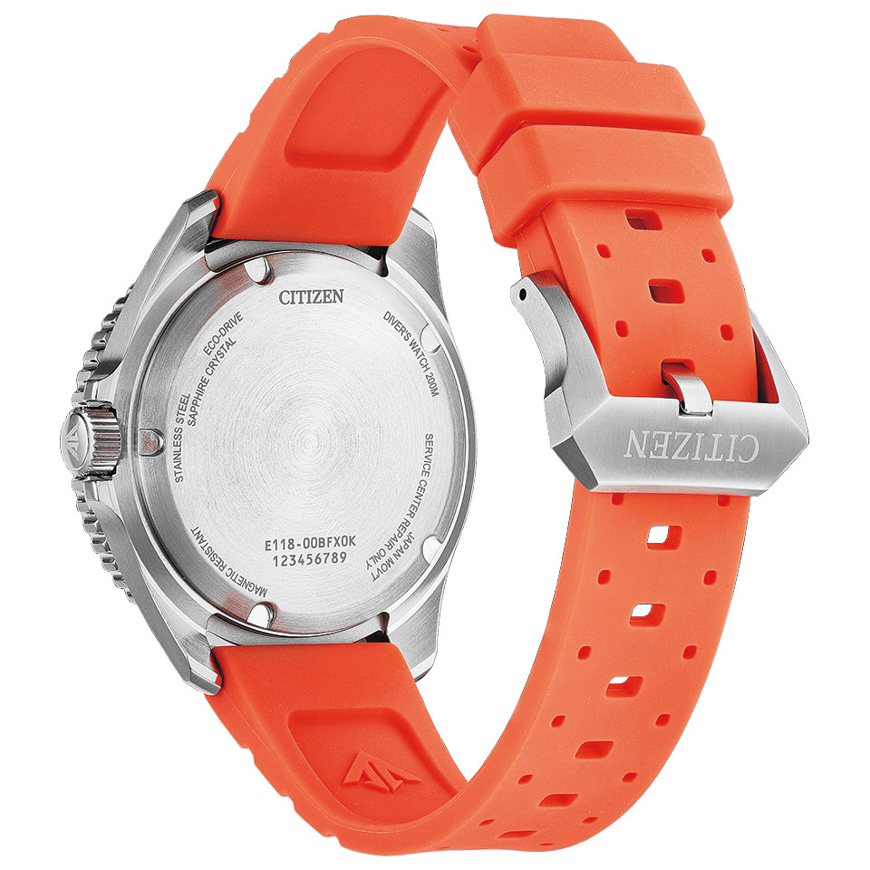 CITIZEN PROMASTER MARINE BN0268-01E Eco-Drive Black Dial Orange Band 40.6mm