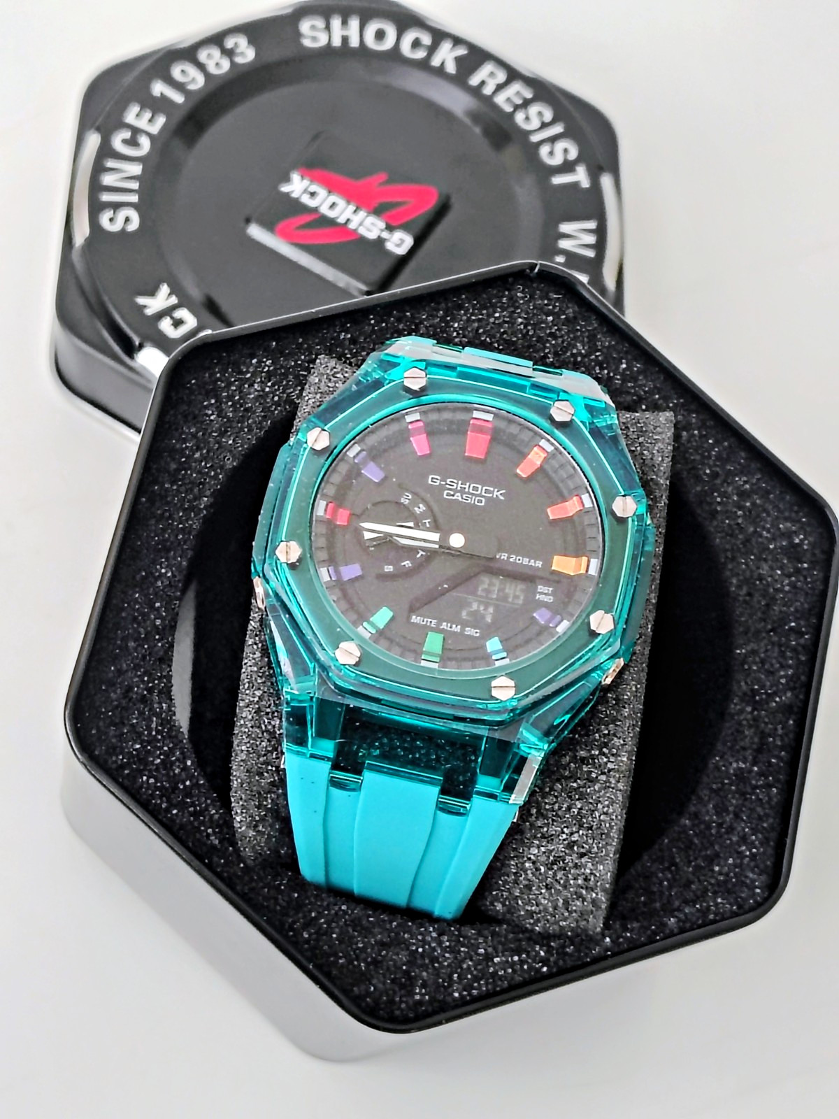 Casio G-SHOCK Analog-Digital Clear Blue Resin Watch 200m Shock Resistant w/ Box