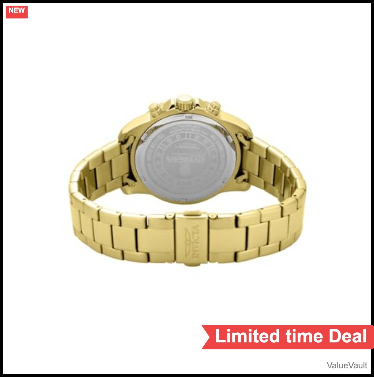 Women’s Quartz Watch 38mm Gold Dial Luminous Hands Stainless Steel 100m Water