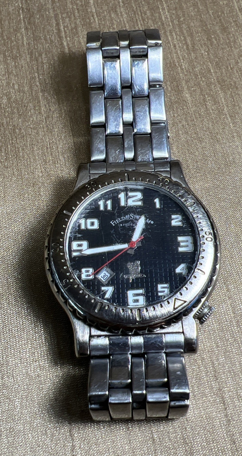 VTG Field & Stream F110GKBS Dura Trac Outdoor Black Dial Men’s Watch New Battery