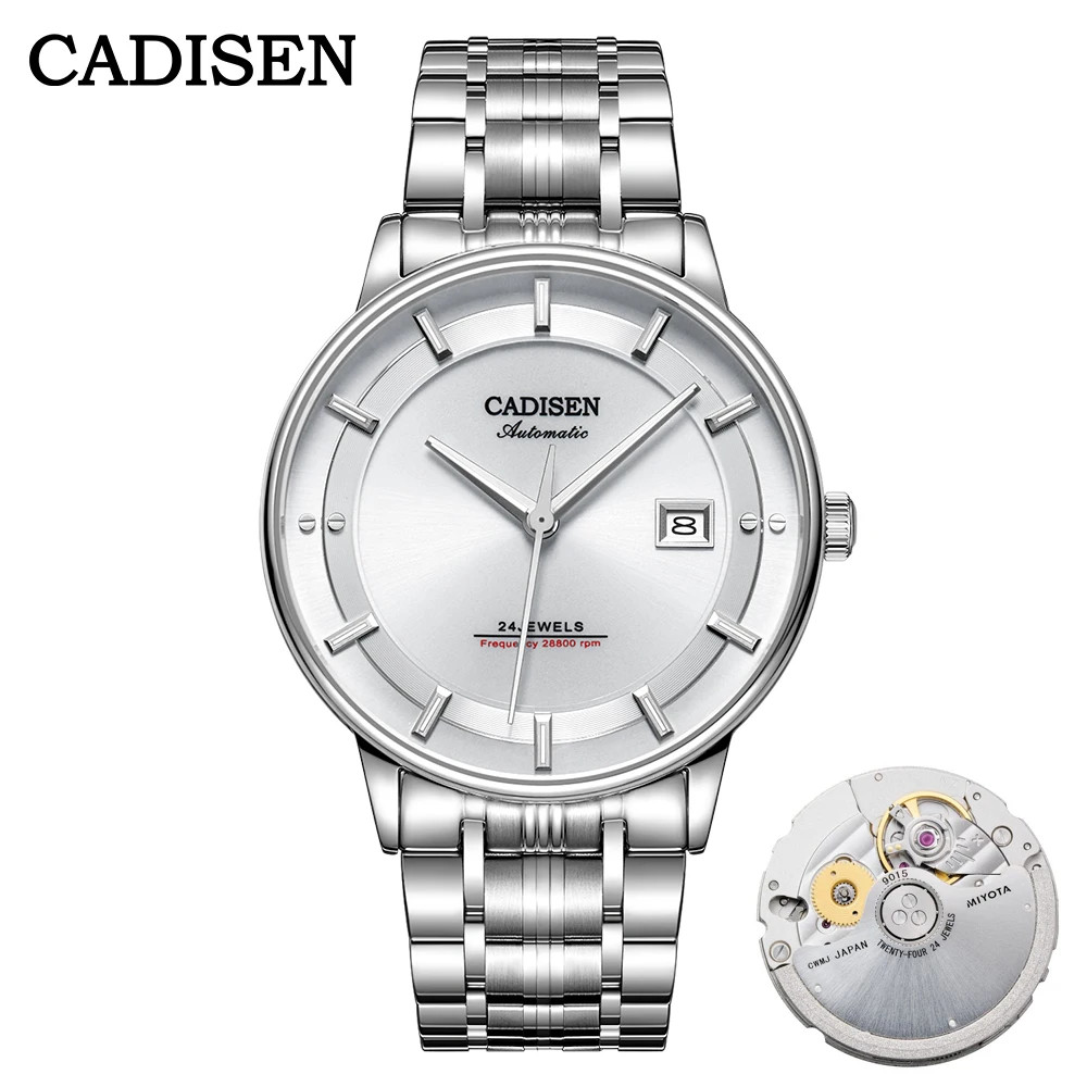 CADISEN Ultra-thin Mechanical Wriswatch Japan MIYOTA 9015 Sapphire Crystal