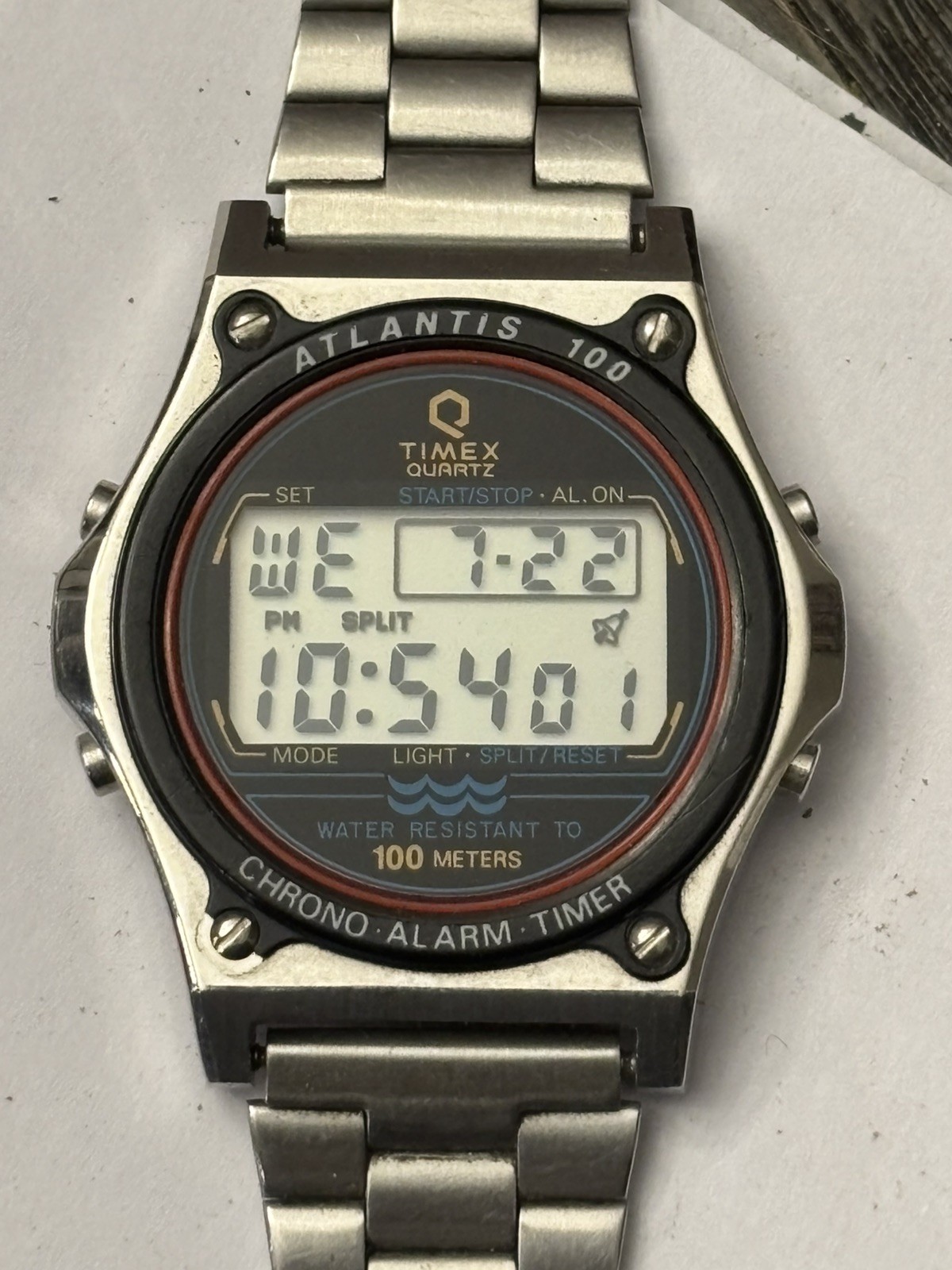 Vintage Timex Atlantis 100 Digital Stainless Steel Watch – 77537 – New Battery