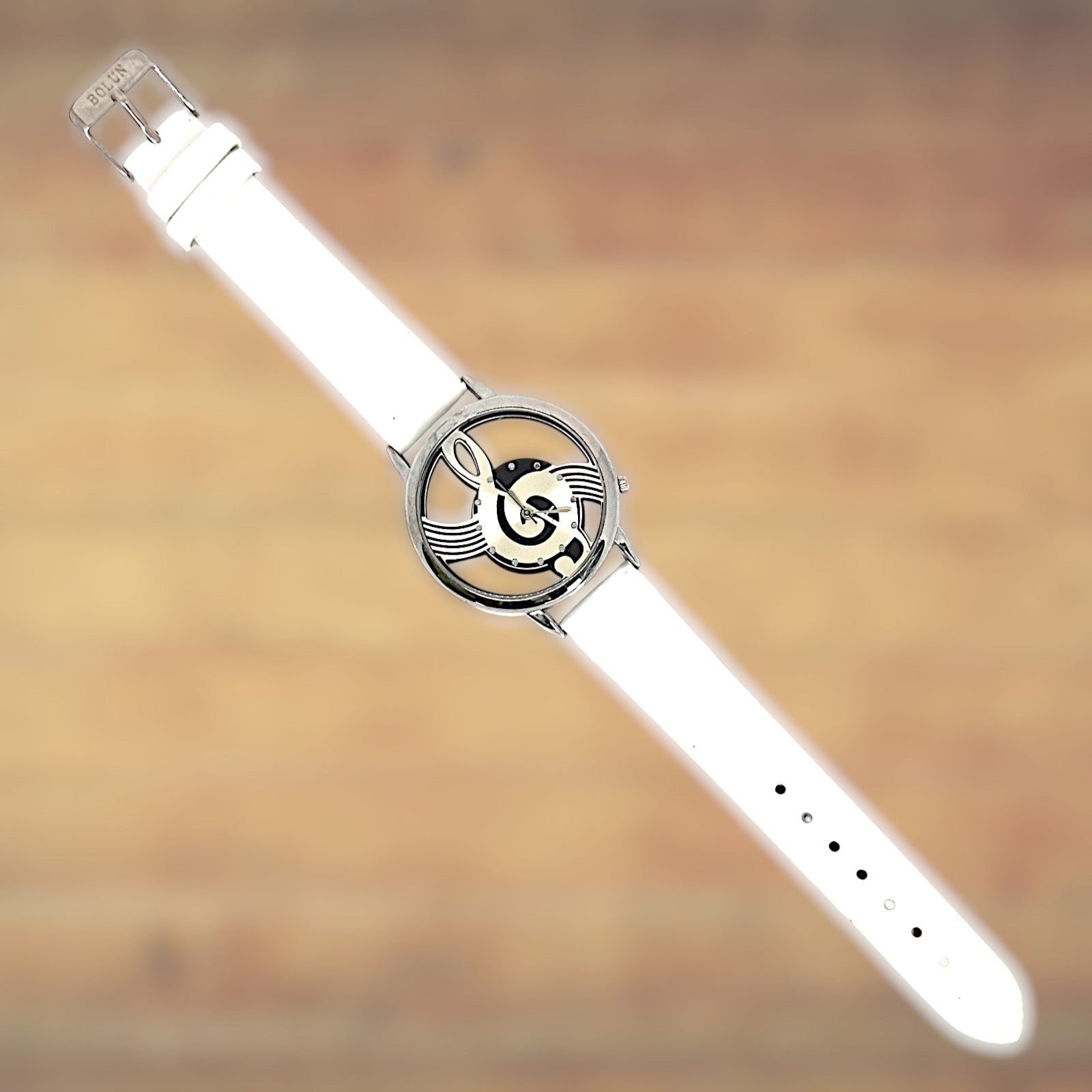 Vtg, New Music Themed Ladies Watch with Silver Metal Face Item #1016 LAST ONE